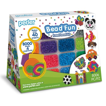 Bead Fun Fused Bead Activity Kit + Storage Trays, 8006 Pieces